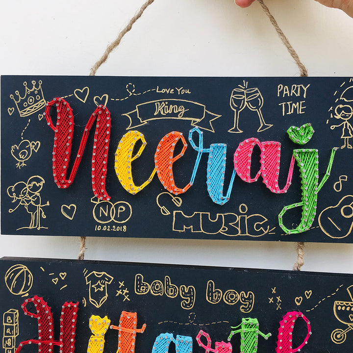 String Art Family Nameplate Personalized Wall Hanging - Zwende