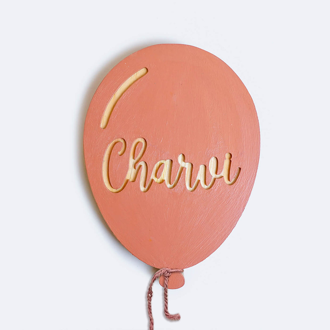 Handpainted Balloon Wooden Kids Nameplate