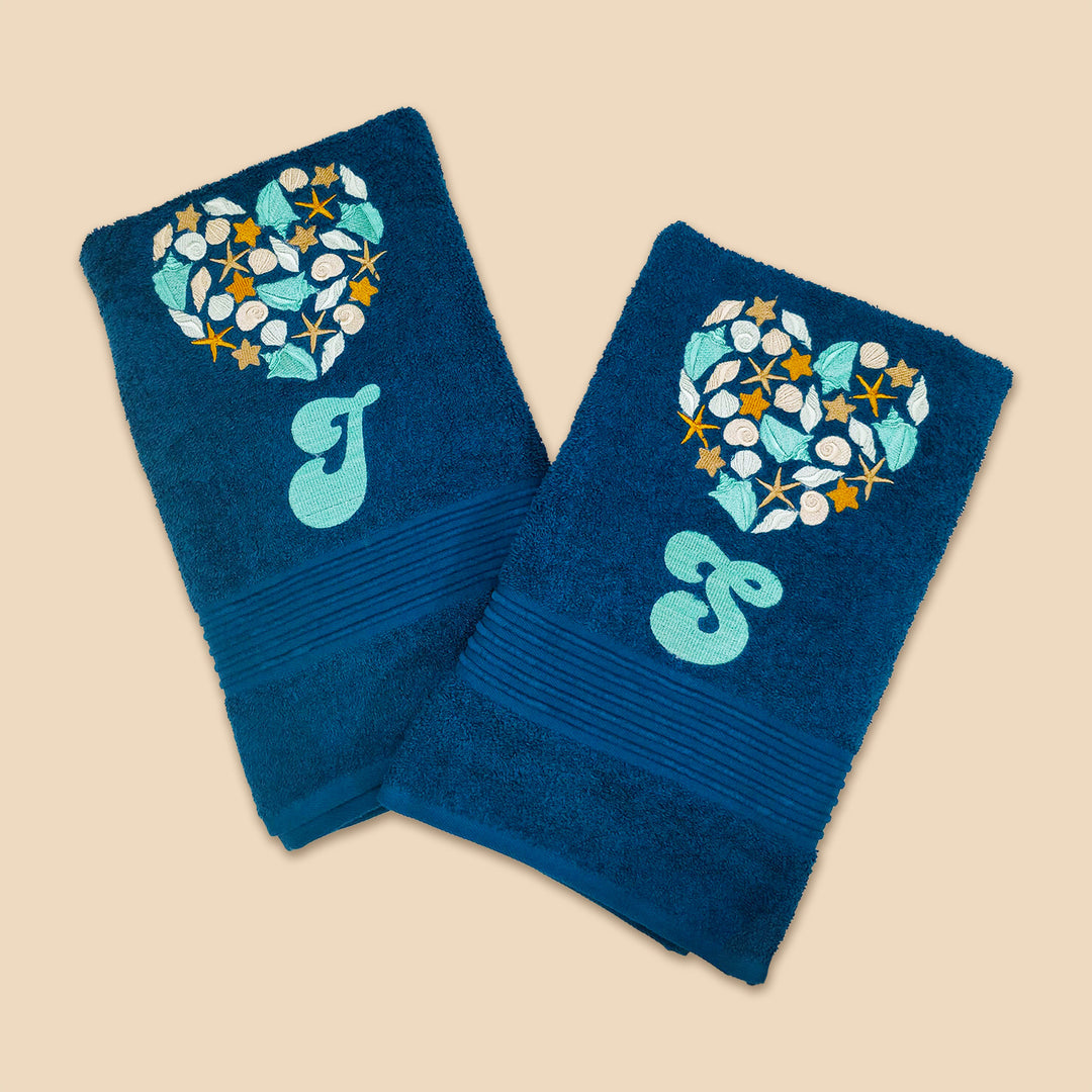 Embroidered Personalized Egyptian Cotton Couple Towel With Initials | Set of 2