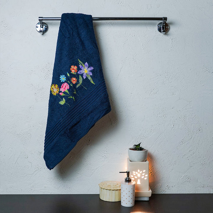 Embroidered Personalized Egyptian Cotton Bath Towel - Array of Flowers - Zwende