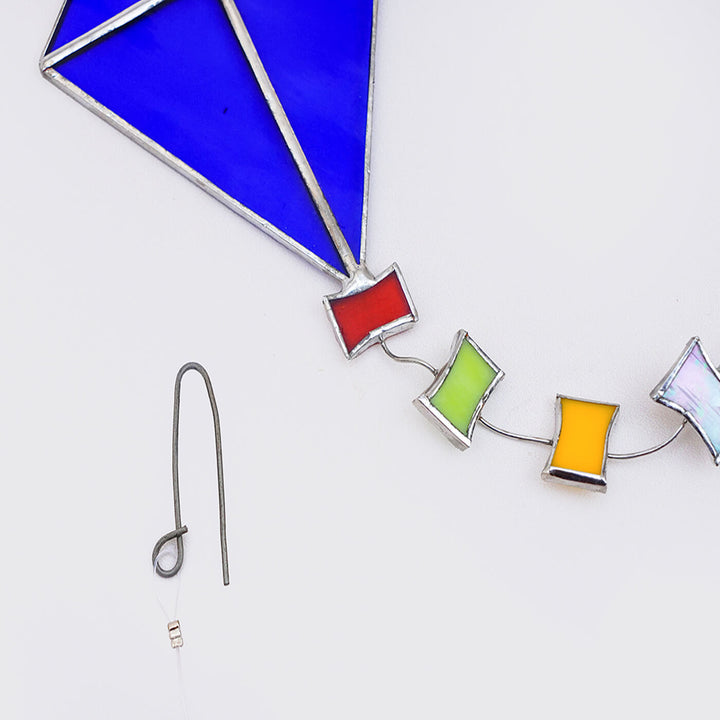 Handcrafted Stained Glass Hanging Suncatcher Kite