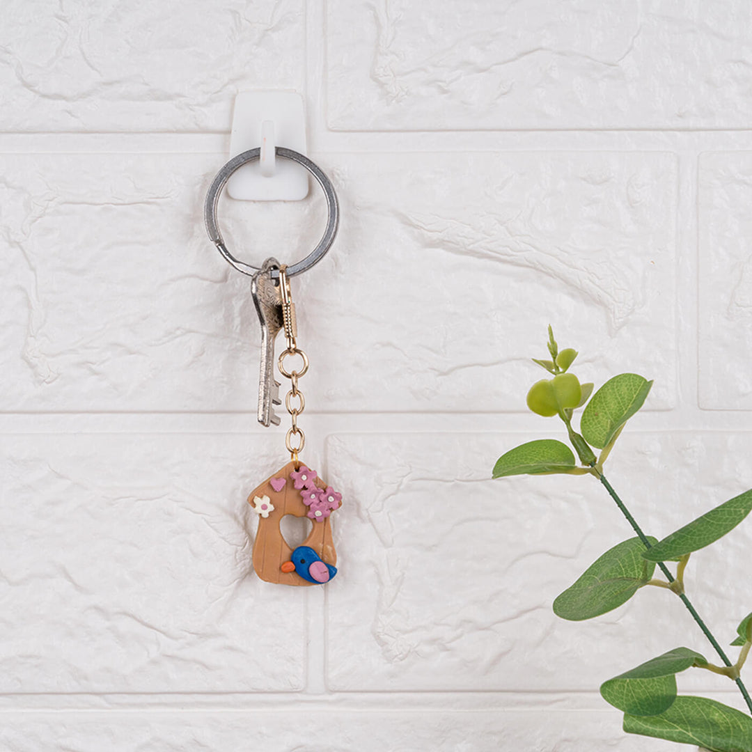 Handcrafted Little Bird Clay Keychain