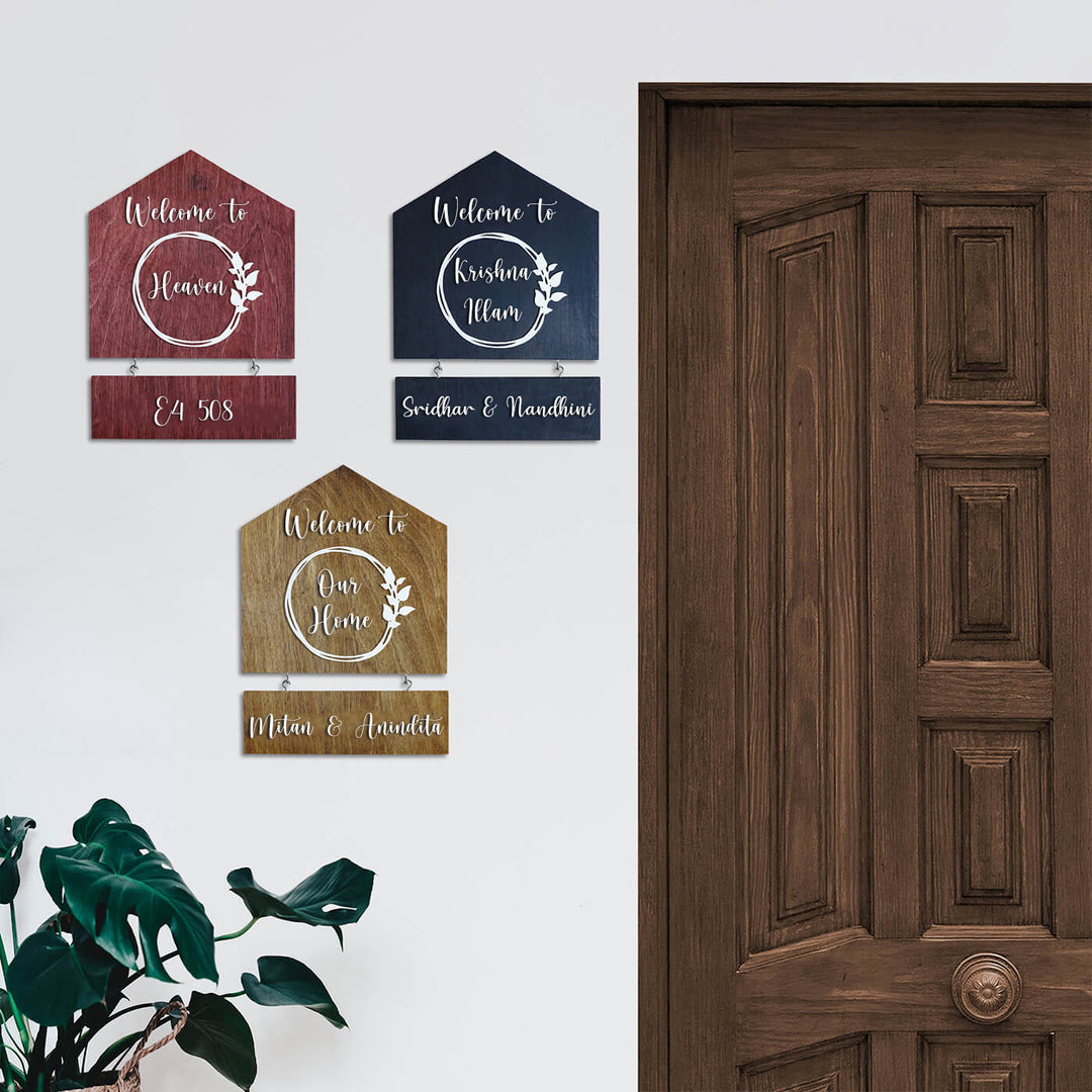 House Shaped Welcome Home Nameplate - Zwende