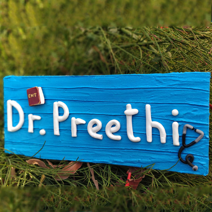 Handcrafted Personalized Desk Clay Nameplate For Doctors
