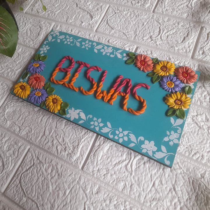 Handcrafted Personalised Floral Themed Nameplate