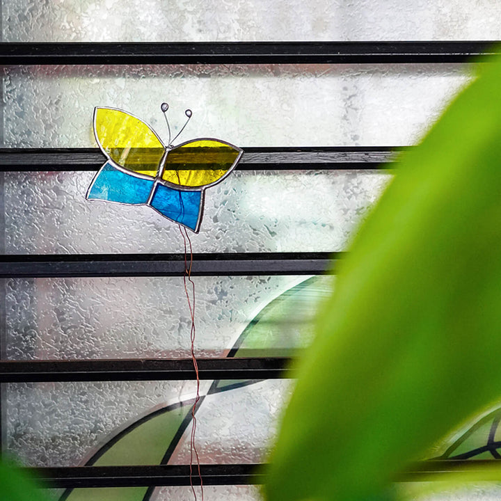 Handcrafted Stained Glass Hanging Suncatcher Butterfly - Zwende