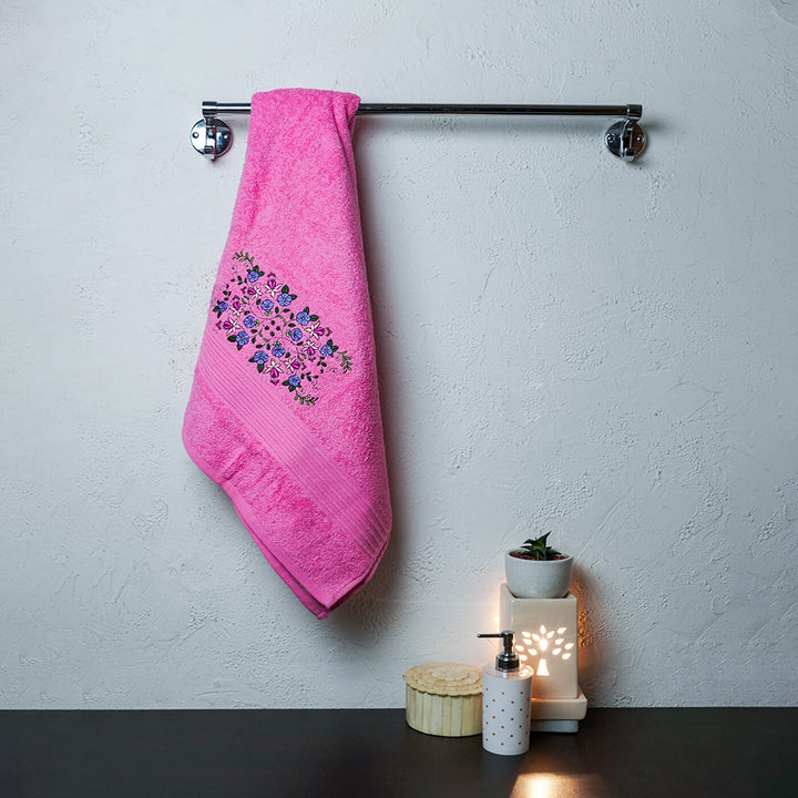 Embroidered Personalized Egyptian Cotton Bath Towel - Sweet Draping Flowers