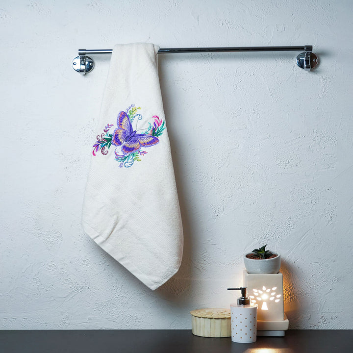 Embroidered Personalized Egyptian Cotton Bath Towel - Exotic Butterfly