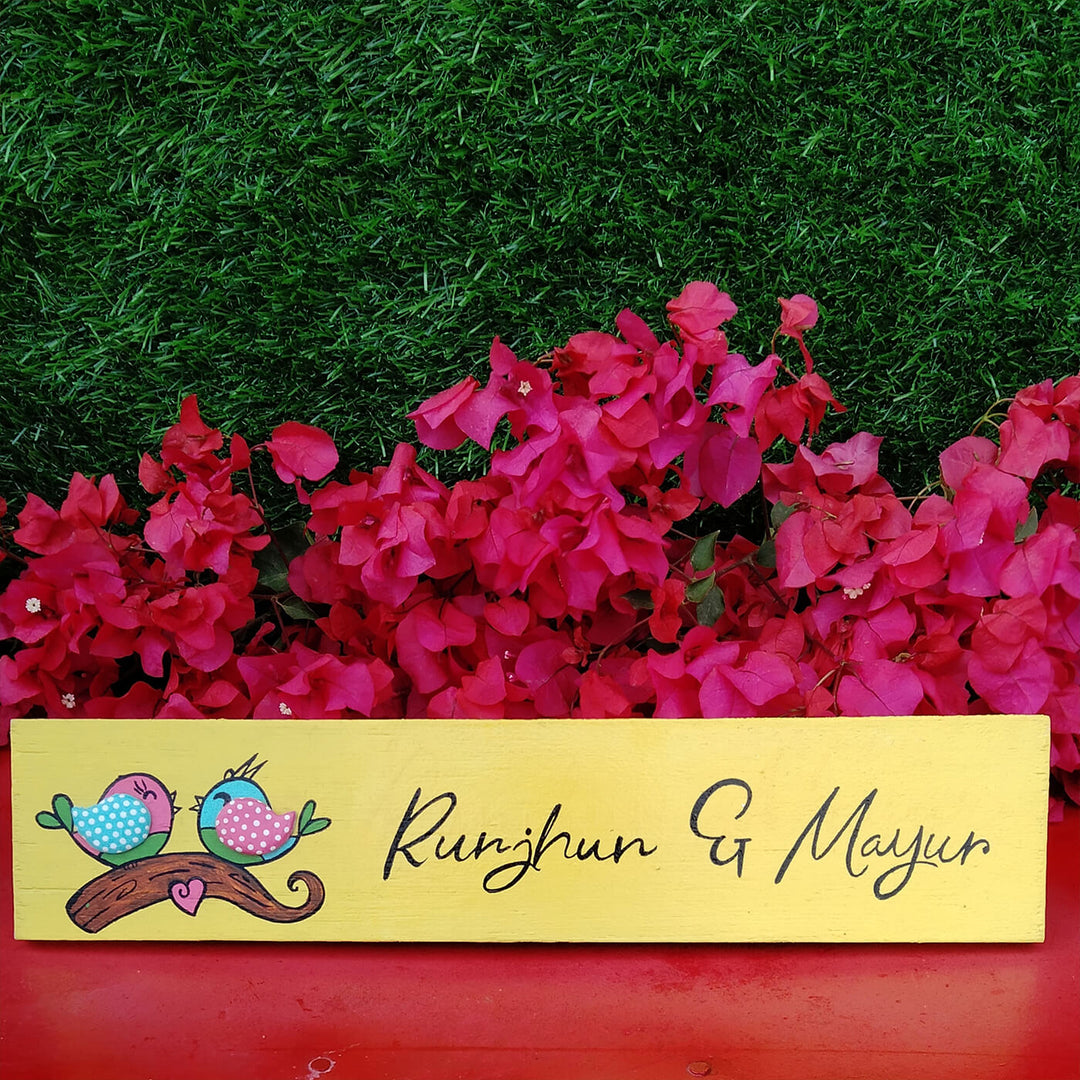 Personalised Handpainted Nameplate with Birds Design