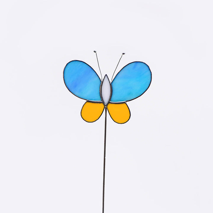 Handcrafted Stained Glass Butterfly Garden Stake - Zwende