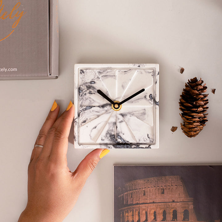 Handcrafted Square Concrete Desk Clock