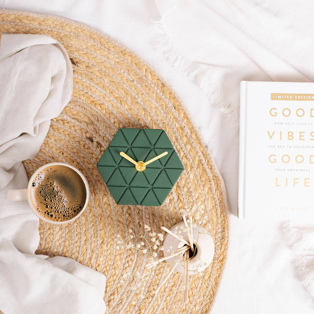 Handcrafted Hexagon Concrete Desk Clock