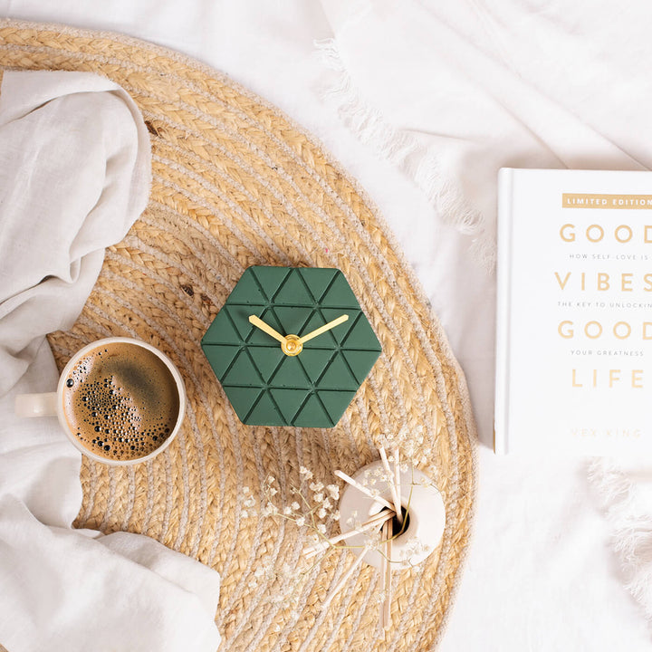 Handcrafted Hexagon Concrete Desk Clock