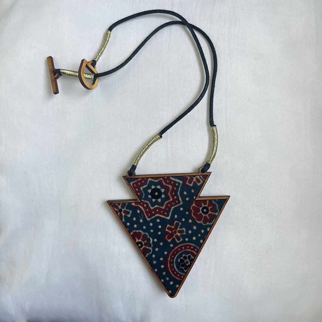 Handcrafted Wood & Fabric Arrow Necklace & Earrings