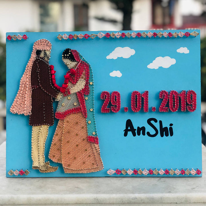 Personalized Wedding Couple String Art Nameplate - Zwende
