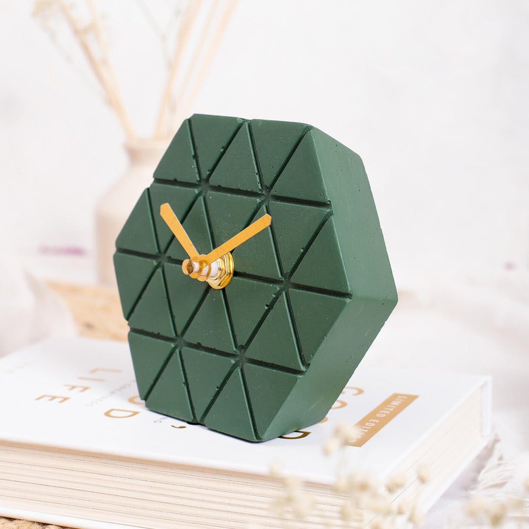 Handcrafted Hexagon Concrete Desk Clock