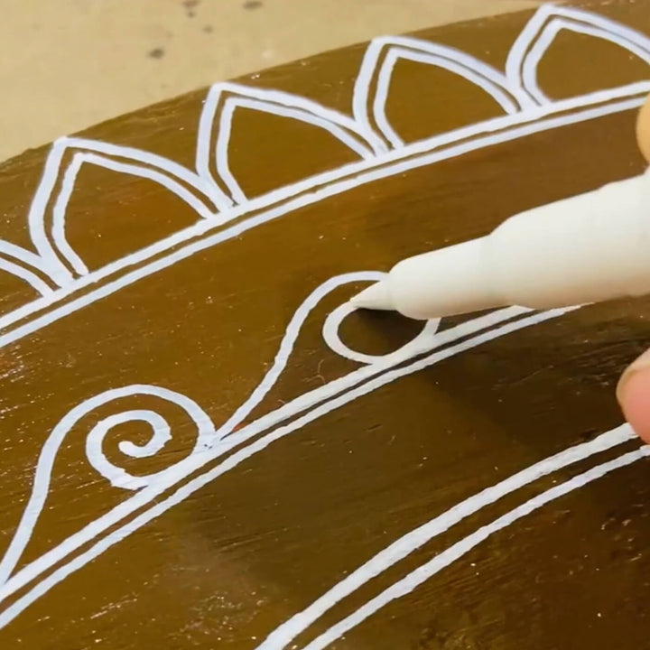 Handcrafted Personalized Mandala Round Pinewood Nameplate