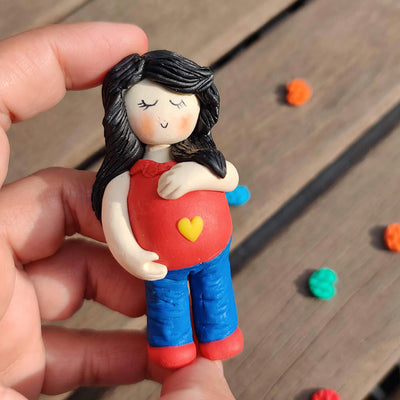 Handcrafted Mom-To-Be Mug With Clay Caricature