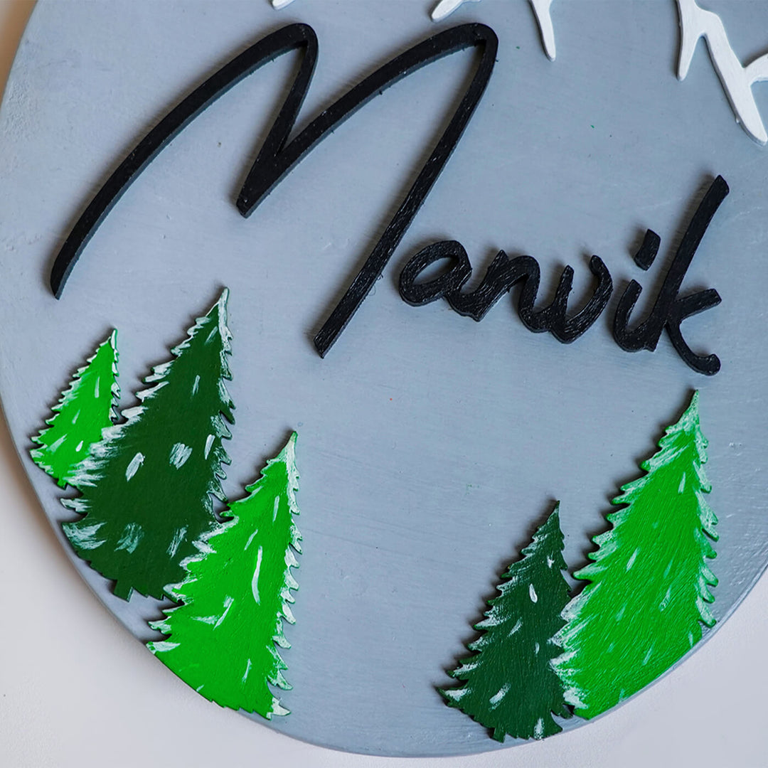 Handpainted Pine Mountain Wooden Kids Nameplate