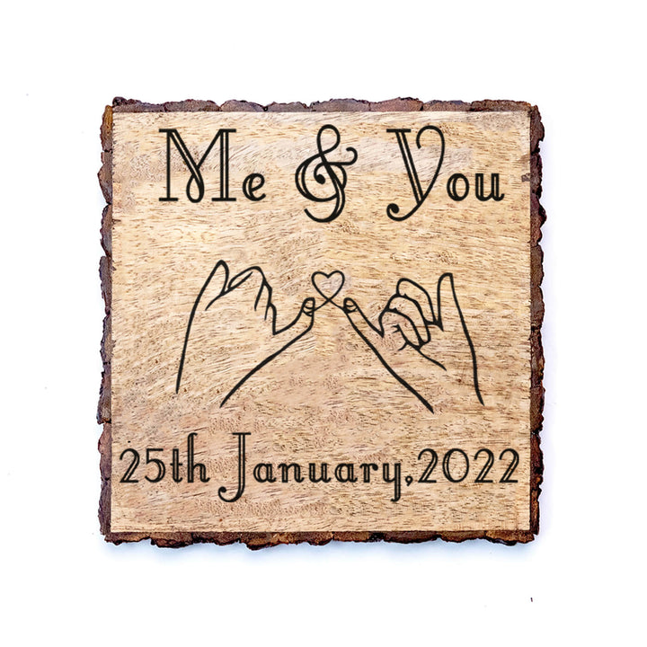 Handcrafted Mango Wood Plaque For Couples With Date