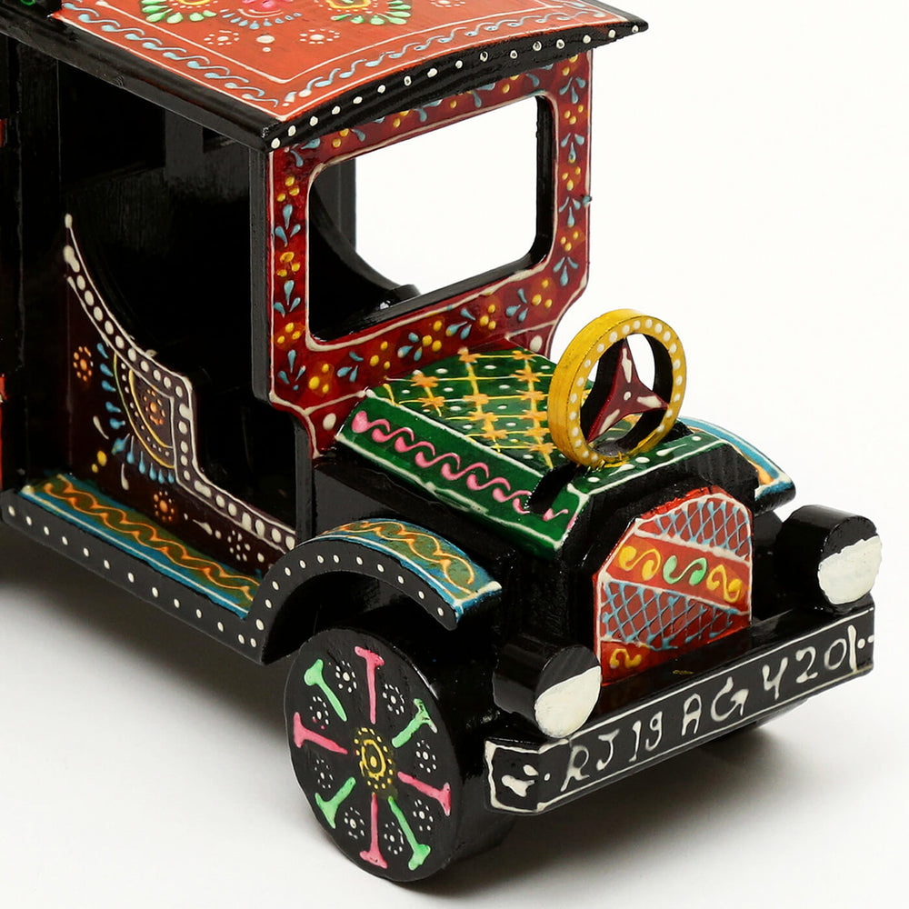 Handpainted Wooden Showpiece Vintage Car - Zwende