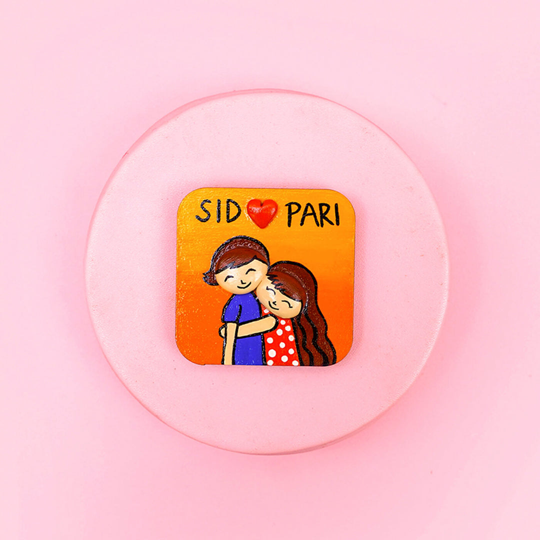 Hand-painted Personalized MDF Magnet For Couple