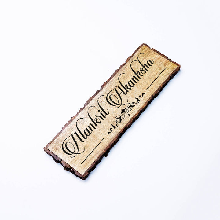 Handcrafted Mango Wood Personalized Name Plate For Couples