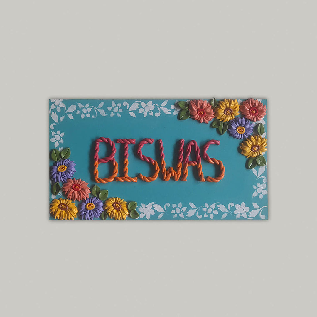 Handcrafted Personalised Floral Themed Nameplate