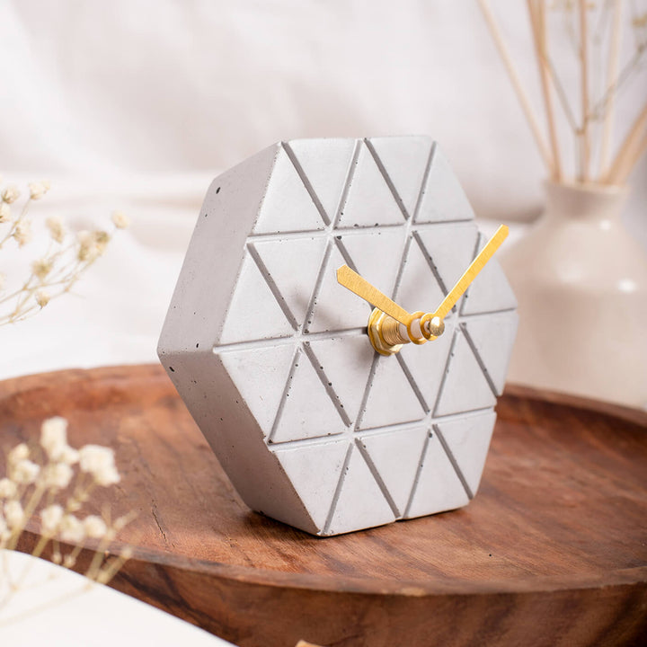 Handcrafted Hexagon Concrete Desk Clock