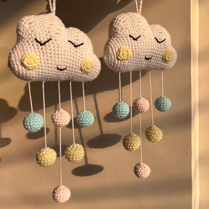 Handcrafted Crochet Cloud Hanging For Baby's Crib