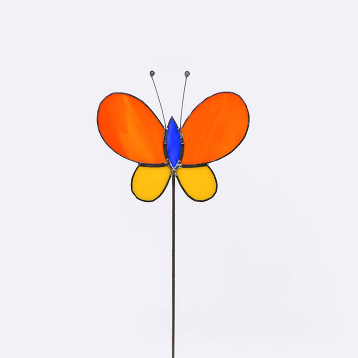 Handcrafted Stained Glass Butterfly Garden Stake - Zwende