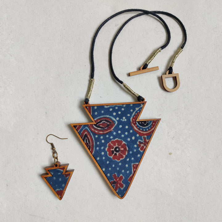 Handcrafted Wood & Fabric Arrow Earrings & Necklace