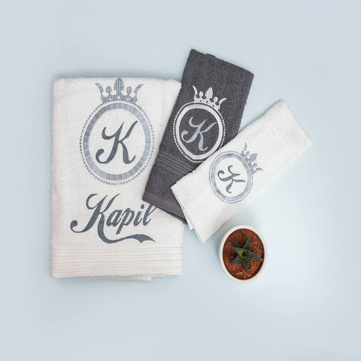 Embroidered Personalized Egyptian Cotton Couple Towel | Set of 6