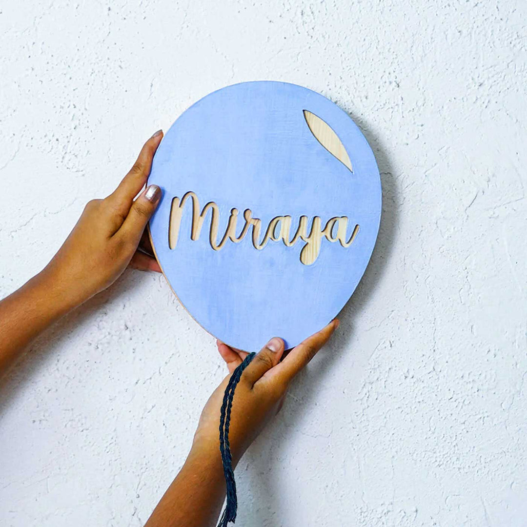 Handpainted Balloon Wooden Kids Nameplate