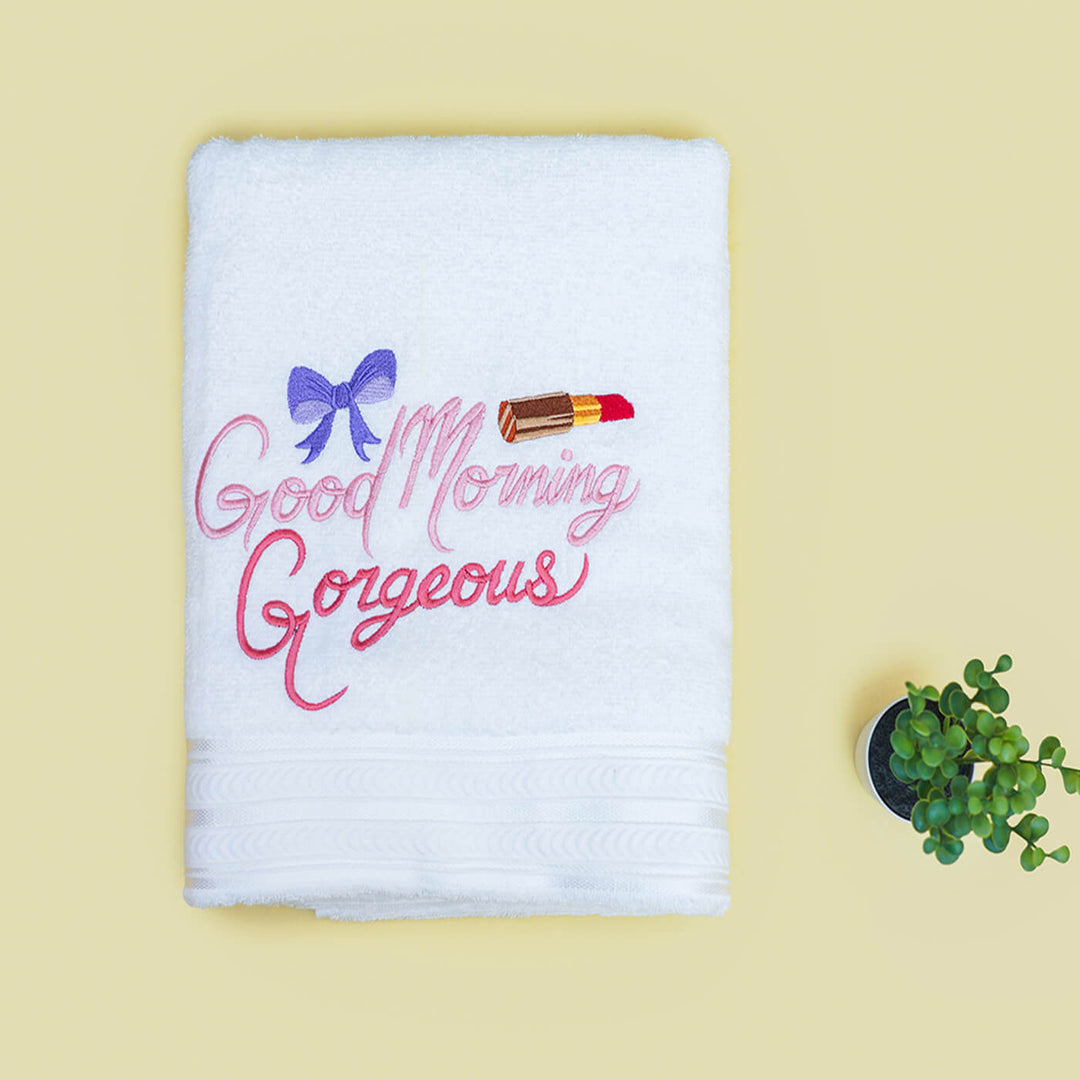 Embroidered Personalized Egyptian Cotton Couple Towel | Set of 2