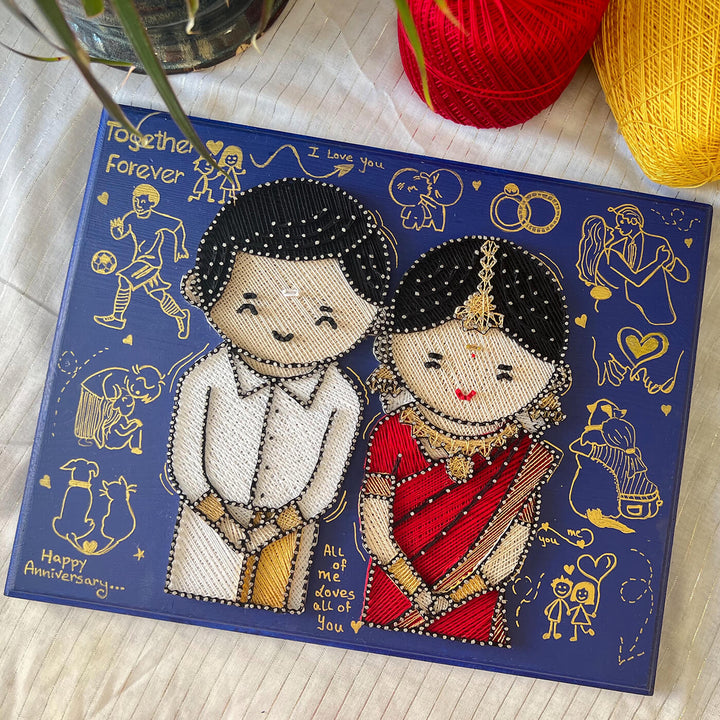 String Art South Indian Wedding Couple Personalized Nameplate