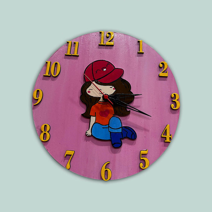 Hand Painted Wall Clock For Girls