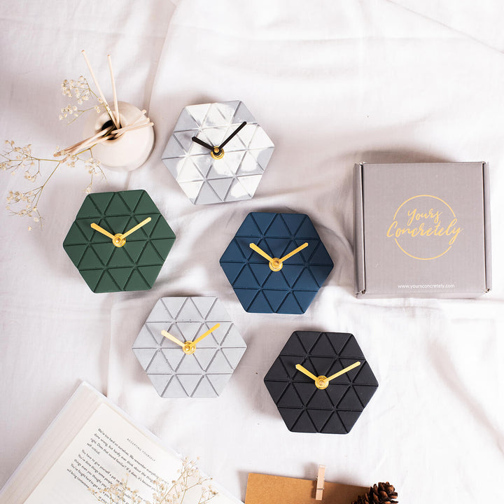 Handcrafted Hexagon Concrete Desk Clock