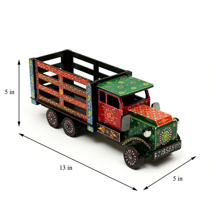 Handpainted Wooden Showpiece Truck