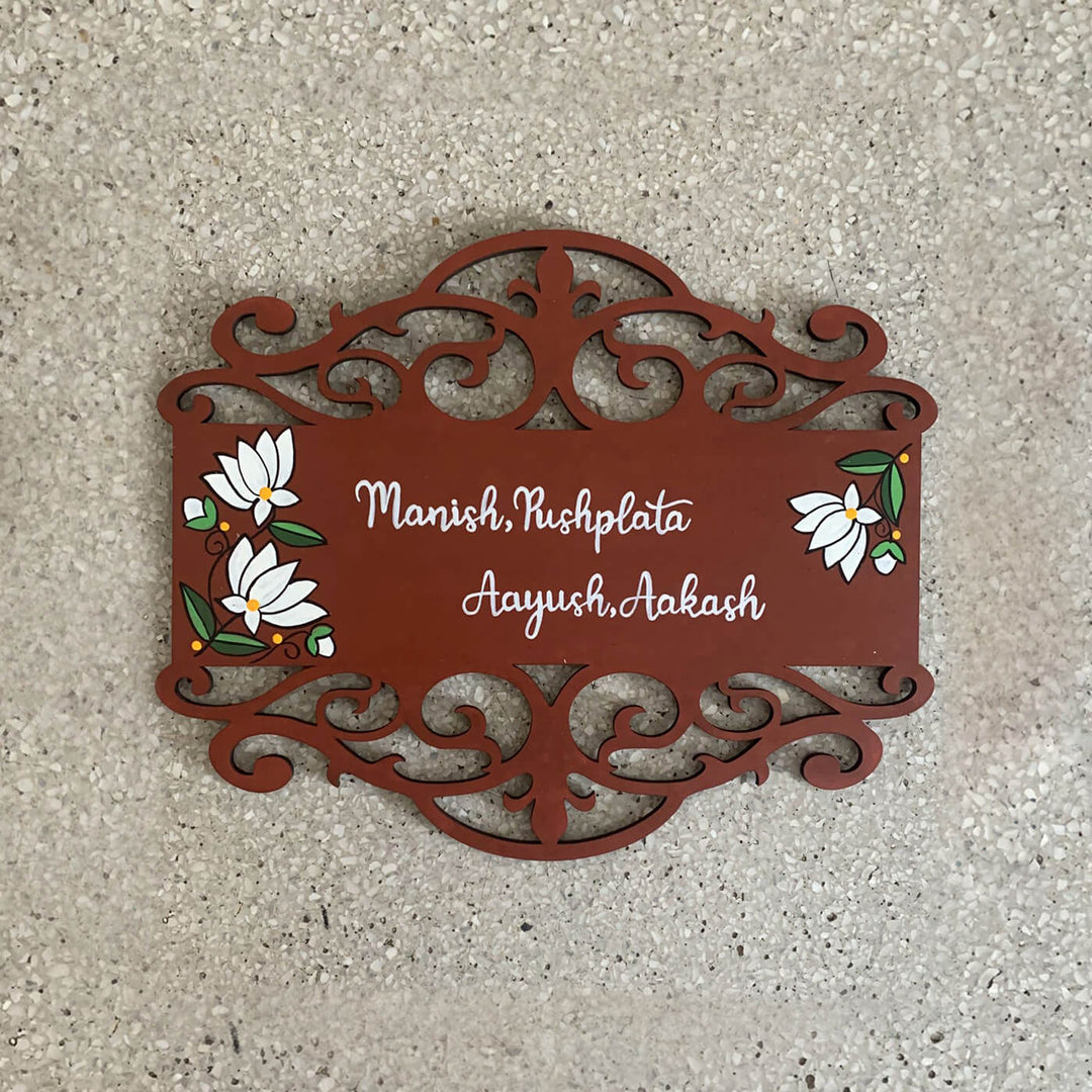 Rectangle Hand Painted Madhubani Art Nameboard