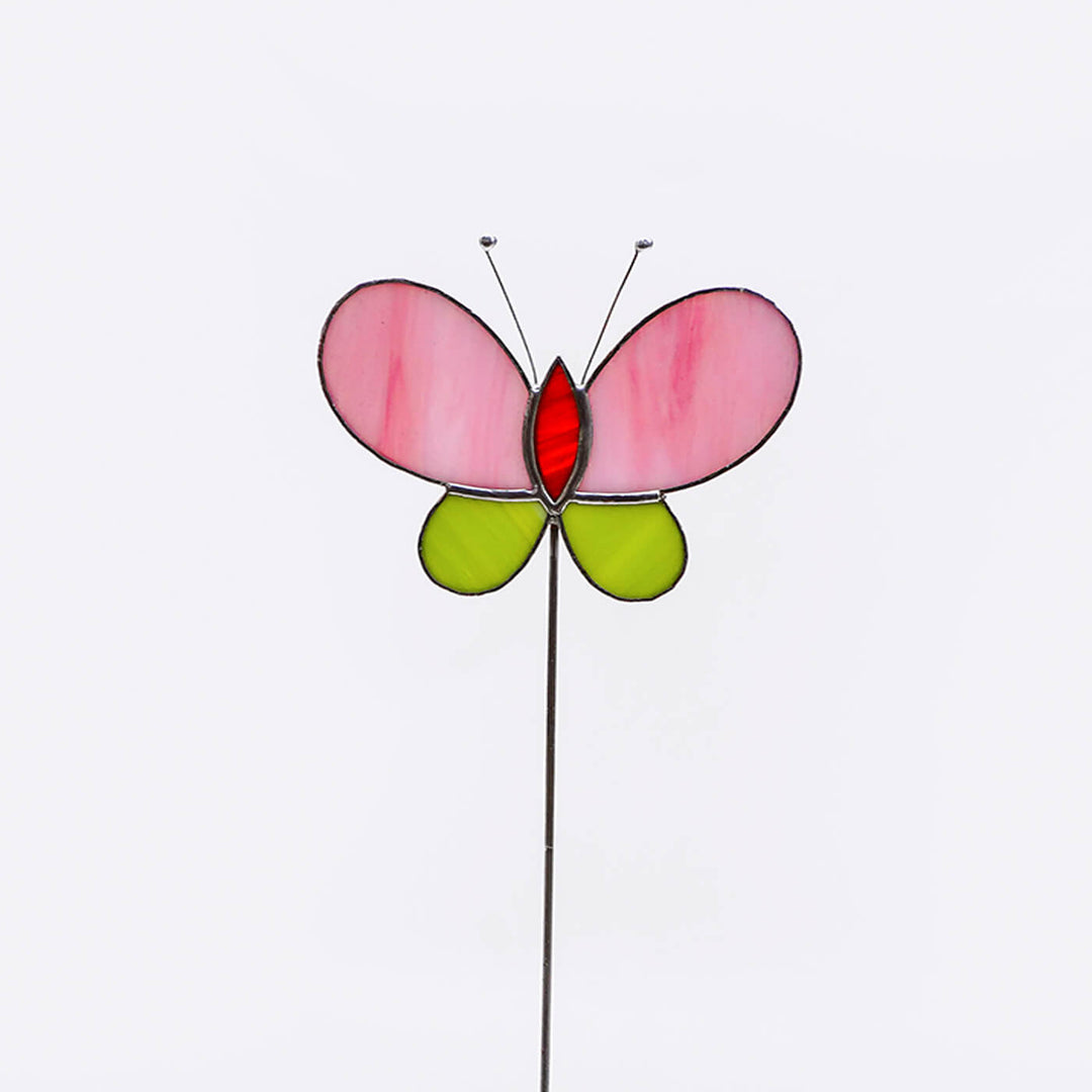 Handcrafted Stained Glass Butterfly Garden Stake - Zwende