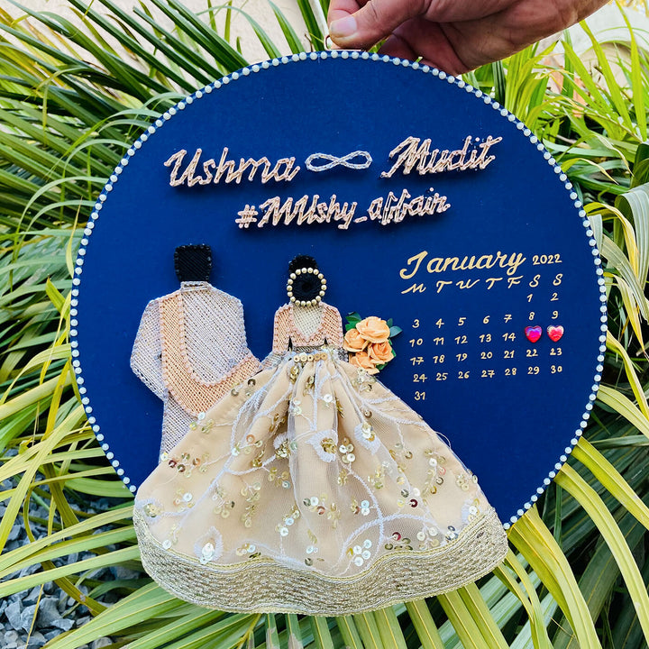 Personalized  Embroidered String Art Wedding Couple Hoop Nameplate