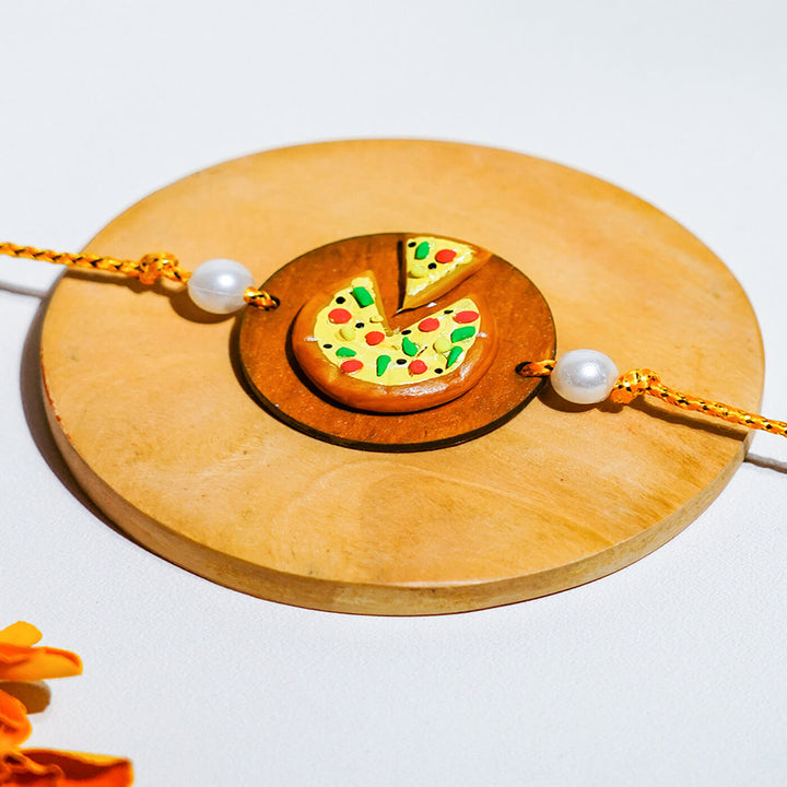 Handmade Donut Food Themed Clay Rakhi With Roli Chawal