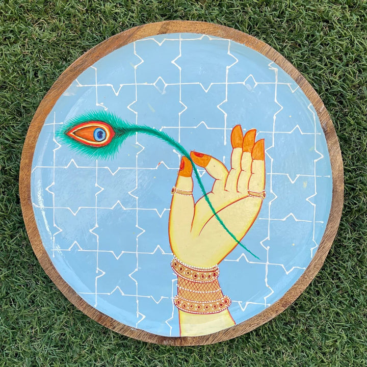 Handpainted Mango Wood Pichwai Wall Plate