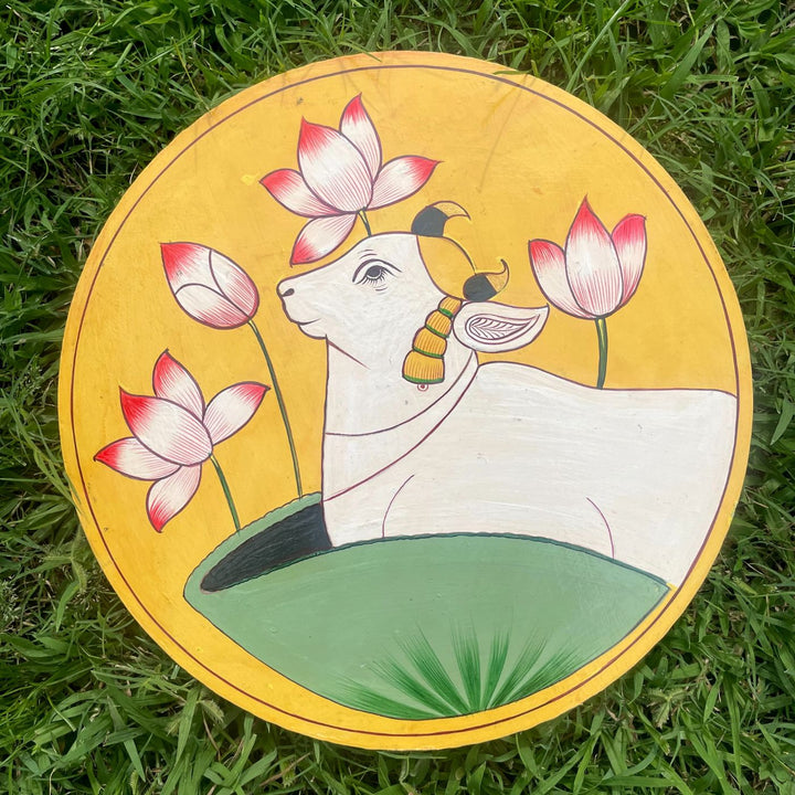 Handpainted Mango Wood Pichwai Wall Plate