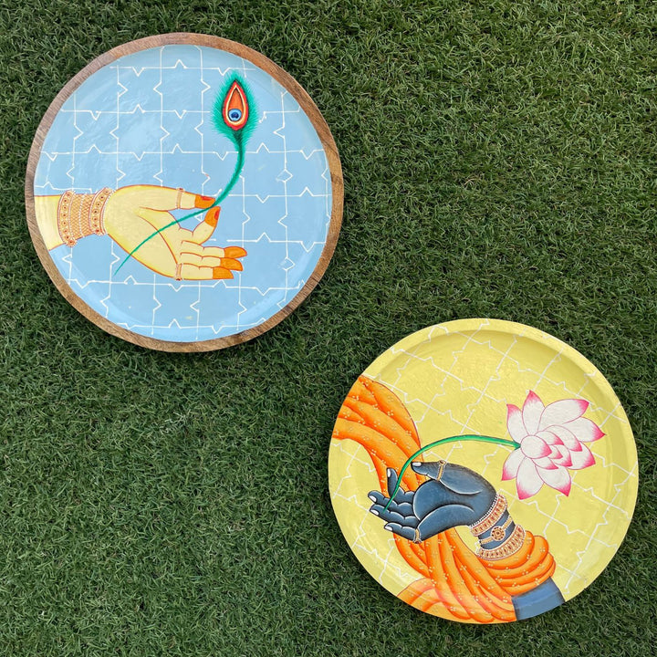 Handpainted Mango Wood Pichwai Wall Plate