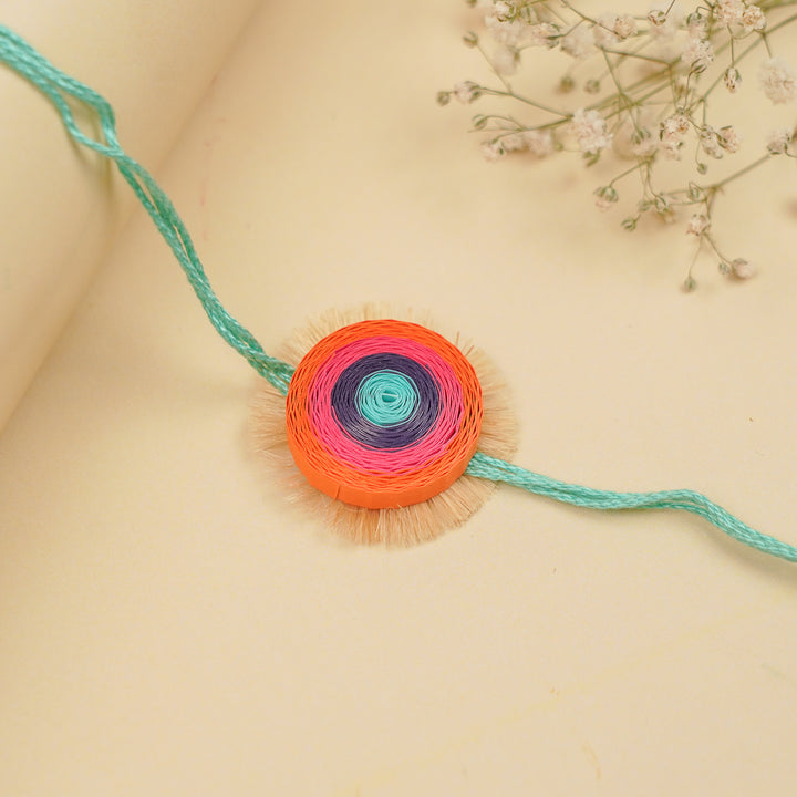 Handmade Paper Quilled Multicolour Bhaiya Bhabhi Rakhi With Roli Chawal | Set Of 2