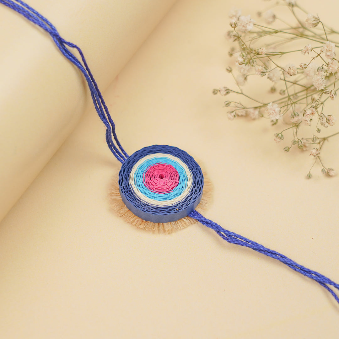 Handmade Paper Quilled Evil Eye Theme Bhaiya Bhabhi Rakhi With Roli Chawal | Set Of 2