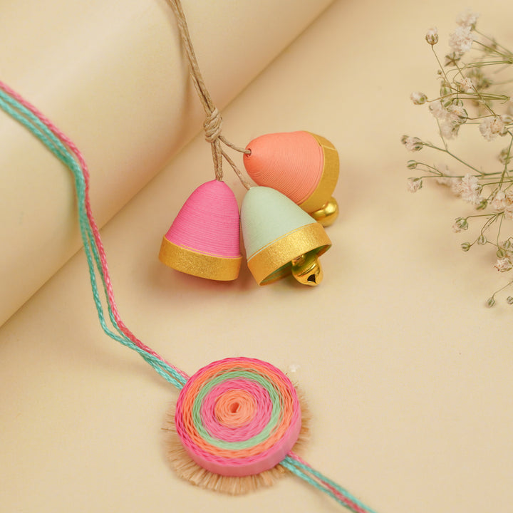 Handmade Paper Quilled Candy Theme Bhaiya Bhabhi Rakhi With Roli Chawal | Set Of 2