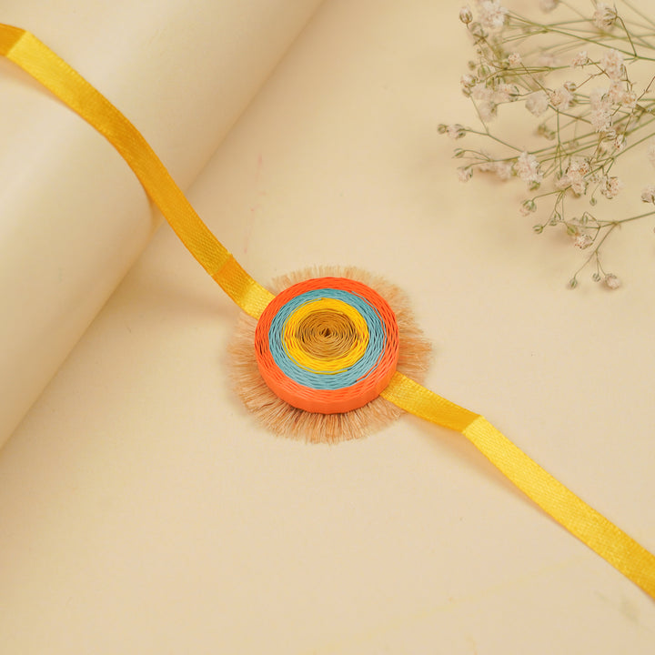 Handmade Paper Quilled Rainbow Hues Bhaiya Bhabhi Rakhi With Roli Chawal | Set Of 2